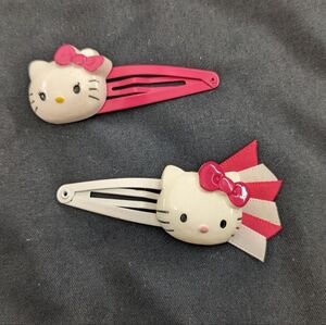 Gymboree Pink and White Hello Kitty Hair Clips